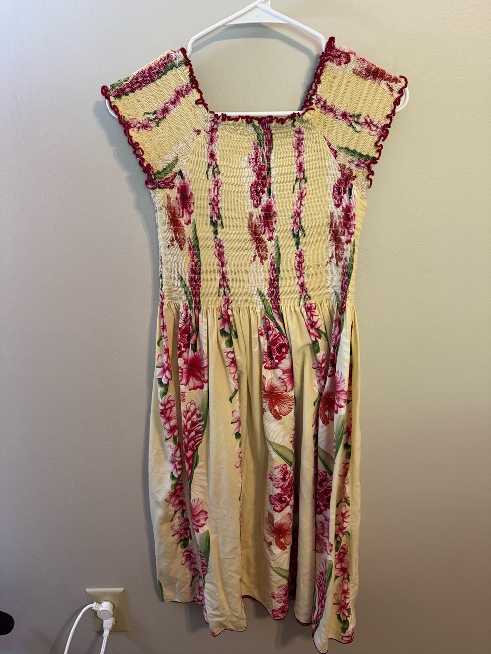 Yellow Floral Smocked Sundress with Pink Accents